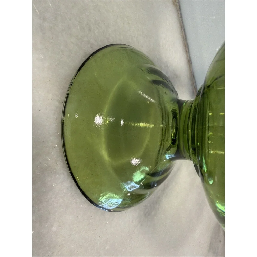 Vintage Indiana Glass Green Footed Pedestal‎ Urn Vase Pressed Glass MCM 6